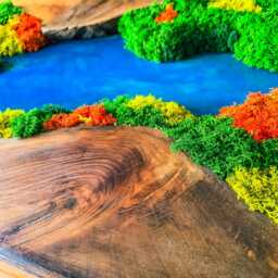Handmade Olive Wood Moss Wall Art Blue Resin River & Preserved Decor - thumbnail 3