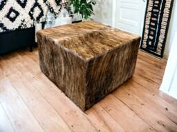 Genuine Cowhide Ottoman Cube - Coffee Table - With Castors For Easy Mobility Co - thumbnail 1