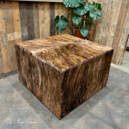 Genuine Cowhide Ottoman Cube - Coffee Table - With Castors For Easy Mobility Co - thumbnail 3