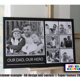 Our Dad Hero Handmade Personalised Custom Daddy 7 Photo Picture Collage Display Board Framed Canvas Print Birthday Card Gift - thumbnail 2