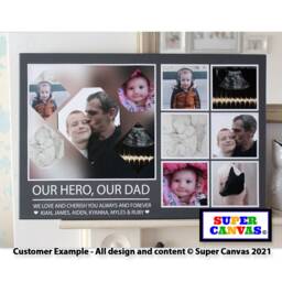 Our Dad Hero Handmade Personalised Custom Daddy 7 Photo Picture Collage Display Board Framed Canvas Print Birthday Card Gift - thumbnail 1