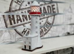 Handmade Ceramic Lighthouse Candle Holder Tuskar Rock, Ireland. Coastal Lighthouse, Art, Tiny Clay Beach House Decor - thumbnail 1