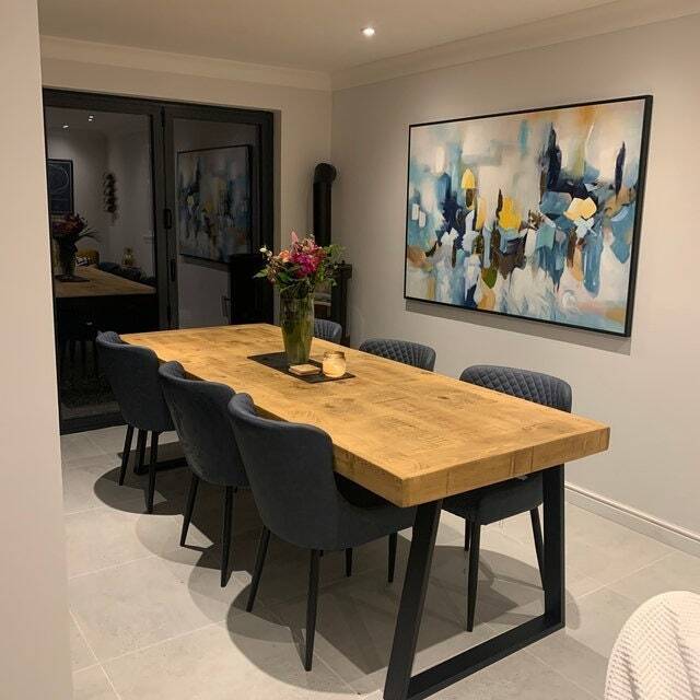 Set Table 200cm + 6 Chairs Boston Dining Trapezium - Frame Legs - image 1