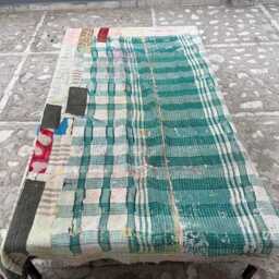 Vintage Boho Kantha Quilt Reversible Patchwork Block Print Cotton Handmade Blanket - thumbnail 4