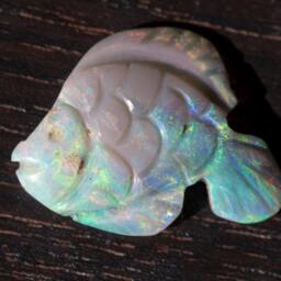 Opal Green Pink Flashing Fire Fish Carving - 4.28 Cts - thumbnail 2