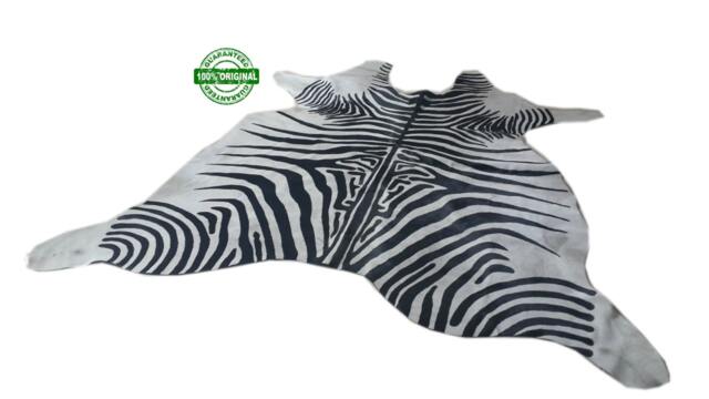 Cowhide Rug Zebra Black White 6.9 X 6.2 Ft A489 Peau De Zebre Piel Vaca Impresa Cebra - image 1