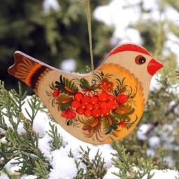 Bird Christmas Ornaments Wooden Traditional Hand Painted Bird Tree Decorations Withl Ukrainian Artisan Petrykivka Painting - thumbnail 2