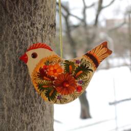 Bird Christmas Ornaments Wooden Traditional Hand Painted Bird Tree Decorations Withl Ukrainian Artisan Petrykivka Painting - thumbnail 3