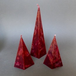 Christmas Candles, Candles Handmade, Beautiful Red & Green Pyramid Decorated With Gold Glitter - thumbnail 3