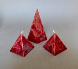 Christmas Candles, Candles Handmade, Beautiful Red & Green Pyramid Decorated With Gold Glitter