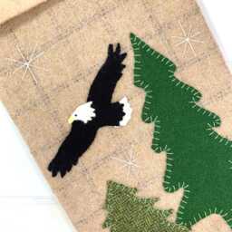 Personalized Rustic Wool Christmas Stocking Eagle & Pine Tree - thumbnail 3