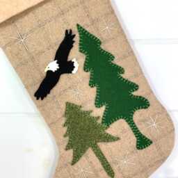Personalized Rustic Wool Christmas Stocking Eagle & Pine Tree - thumbnail 2