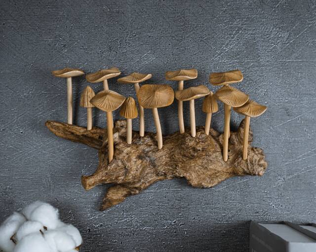 Handmade Wooden Mushroom Wall Art, 8 - image 1
