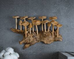 Handmade Wooden Mushroom Wall Art, 8 - thumbnail 1
