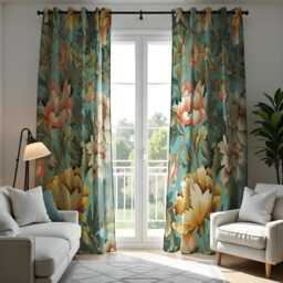 Vibrant Floral Curtain, Tropical Flower Print Drape, Botanical Window Treatment, Large Curtains, Bespoke Curtain Panels - thumbnail 3
