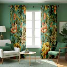 Vibrant Floral Curtain, Tropical Flower Print Drape, Botanical Window Treatment, Large Curtains, Bespoke Curtain Panels - thumbnail 2