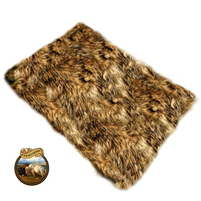 Faux Fur Area Rug - Rectangle Shaggy Soft Medium Brown Wolf Tan Brown Tones Designer Rugs By Accents Usa - image 1