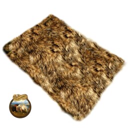 Faux Fur Area Rug - Rectangle Shaggy Soft Medium Brown Wolf Tan Brown Tones Designer Rugs By Accents Usa - thumbnail 1