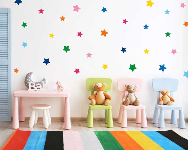 80 Colourful Irregular Star Wall Stickers - Bright Multicolour Decals For Kids' Rooms & Playroom Decor - image 1