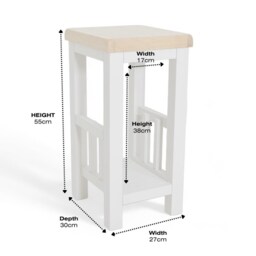 Painted Solid Wood Side Table White & Oak, Magazine Rack, Assembled - thumbnail 2