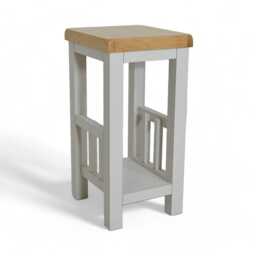 Painted Solid Wood Side Table White & Oak, Magazine Rack, Assembled - thumbnail 3