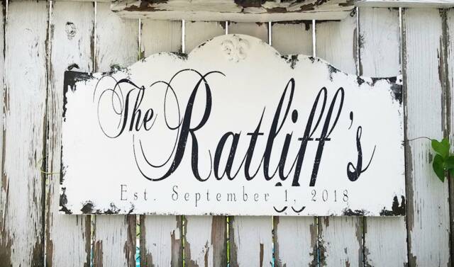 Big Established Sign - Large Wooden Name Family Custom Rustic Shabby Chic Wall Art