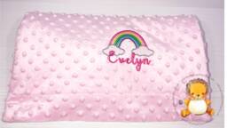 Luxury Baby Bubble Blanket in Pink, Blue Or White With Name & Rainbow , For Births, Christenings, Gifts, Birthdays Celebrations - thumbnail 1