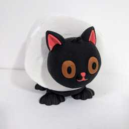 Cute Cat Toilet Roll Holder Quirky Kitten Tissue Stand - Novelty Bathroom Decor Funny Loo Accessory Gift For Mother Aunty Or Sister - thumbnail 3