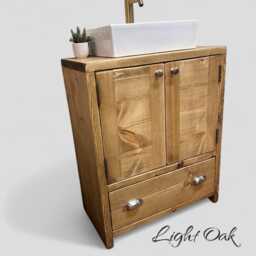 Hendrix - Handmade Solid Pine Bathroom Vanity Unit Redwood Timber Cupboard - thumbnail 1