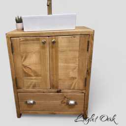 Hendrix - Handmade Solid Pine Bathroom Vanity Unit Redwood Timber Cupboard - thumbnail 2