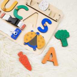 Personalized Baby Name Puzzle, Custom Kids Early Learning Busy Board, Wood Puzzle Toys, 1st Birthday Gift For Kids, Christmas - thumbnail 4