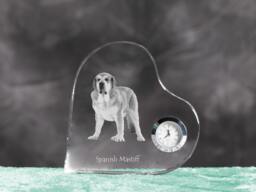 Spanish Mastiff - Crystal Clock in The Shape Of A Heart With Image Pure-Bred Dog - thumbnail 1
