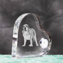 Spanish Mastiff - Crystal Clock in The Shape Of A Heart With Image Pure-Bred Dog - thumbnail 3