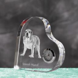 Spanish Mastiff - Crystal Clock in The Shape Of A Heart With Image Pure-Bred Dog - thumbnail 2