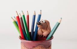 Handmade Ceramic Pen/Pencil Holder, Dachshund Design, Pencil Box With Fun Animals, Christmas Gift For Kids Organizing