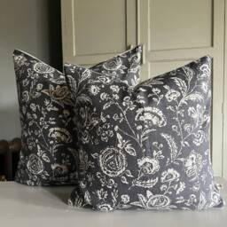 Cabbages & Roses French Toile Charcoal Vintage Shabby Chic Cushion Cover - thumbnail 1