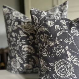 Cabbages & Roses French Toile Charcoal Vintage Shabby Chic Cushion Cover - thumbnail 4