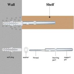 Floating Shelf Concealed 120 - 160mm, Hidden Fixing Screw Mounted Support For Shelves Mantels, Solid Brick Masonry Wall - thumbnail 2