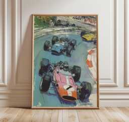 Vintage Formula One Racing Art Print, Classic Car Poster, Motorsport Wall Art, Retro Grand Prix Illustration, Enthusiast Gift - thumbnail 1