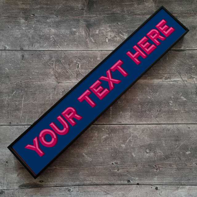 Custom Navy & Neon Pink Framed Metal Sign Personalized Bar Decor - image 1