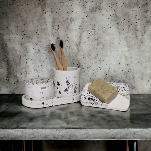 Handmade Terrazzo Concrete Bathroom Accessory Set - image 1