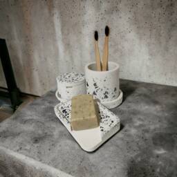Handmade Terrazzo Concrete Bathroom Accessory Set - thumbnail 3