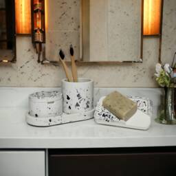 Handmade Terrazzo Concrete Bathroom Accessory Set - thumbnail 2