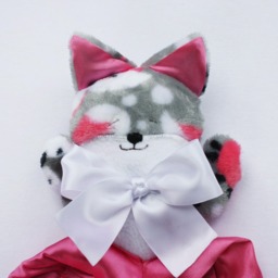 Fox Security Blanket Pink Gray Minky Baby Lovey With Satin - thumbnail 3
