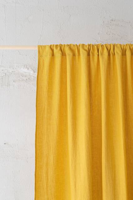 Mimosa Yellow Linen Curtain, Rod Pocket Natural Window Treatments, Linen Home Decor, Light & Airy Curtain - image 1