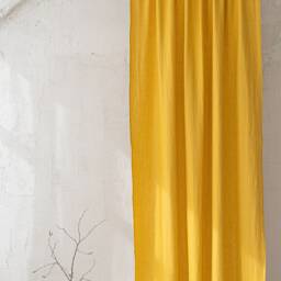 Mimosa Yellow Linen Curtain, Rod Pocket Natural Window Treatments, Linen Home Decor, Light & Airy Curtain - thumbnail 2