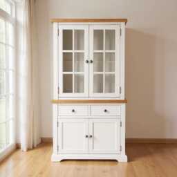 Painted 3Ft Sideboard With Glass Display & Oak Top, Assembled - thumbnail 2