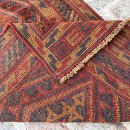 Geometric 2'7x12'10 Moshwani Runner Rug - Vintage Hand-Knotted Woolen , Contemporary Cozy Design Boho Kitchen Hallway - thumbnail 4