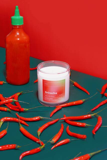 Sriracha Soy Wax Candle - Hot Sauce Chili Pepper Flake Scented Asian Inspired Pho Lover Gift - image 1