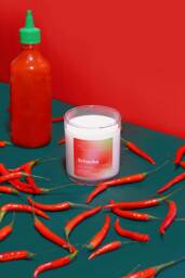 Sriracha Soy Wax Candle - Hot Sauce Chili Pepper Flake Scented Asian Inspired Pho Lover Gift - thumbnail 1